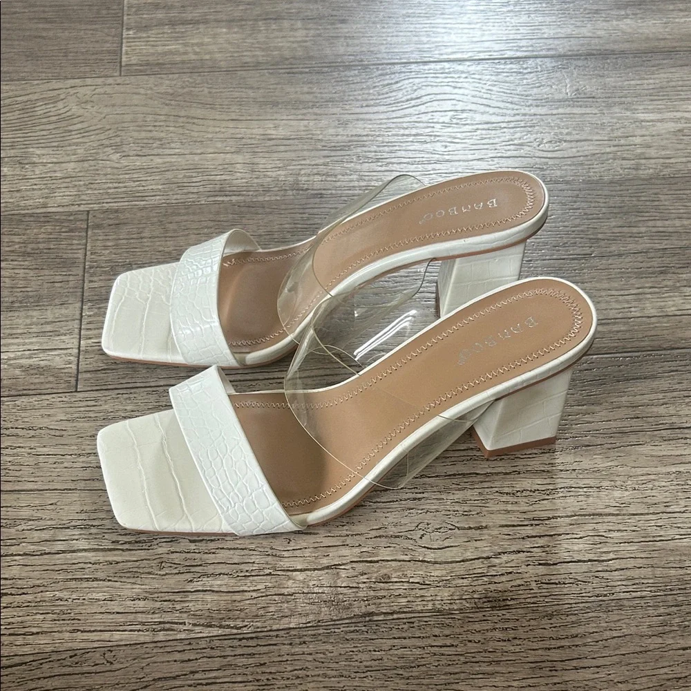 BAMBOO White Croc-Embossed Heels - Picture 8 of 12